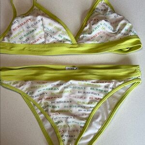 Burberry White Bikini Set with Green Trim